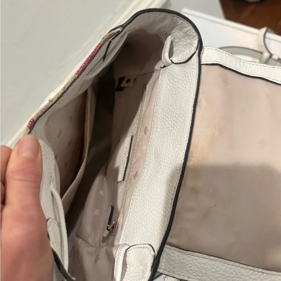 Kate Spade White Backpack with Pink/Red/Orange Stripes - Picture 8 of 8